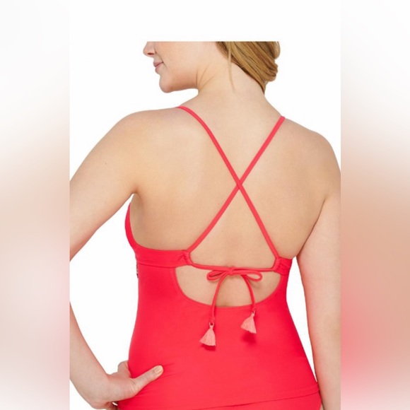 Hula Honey Swim Hula Honey Womens Orange Stretch Pushup Swimsuit